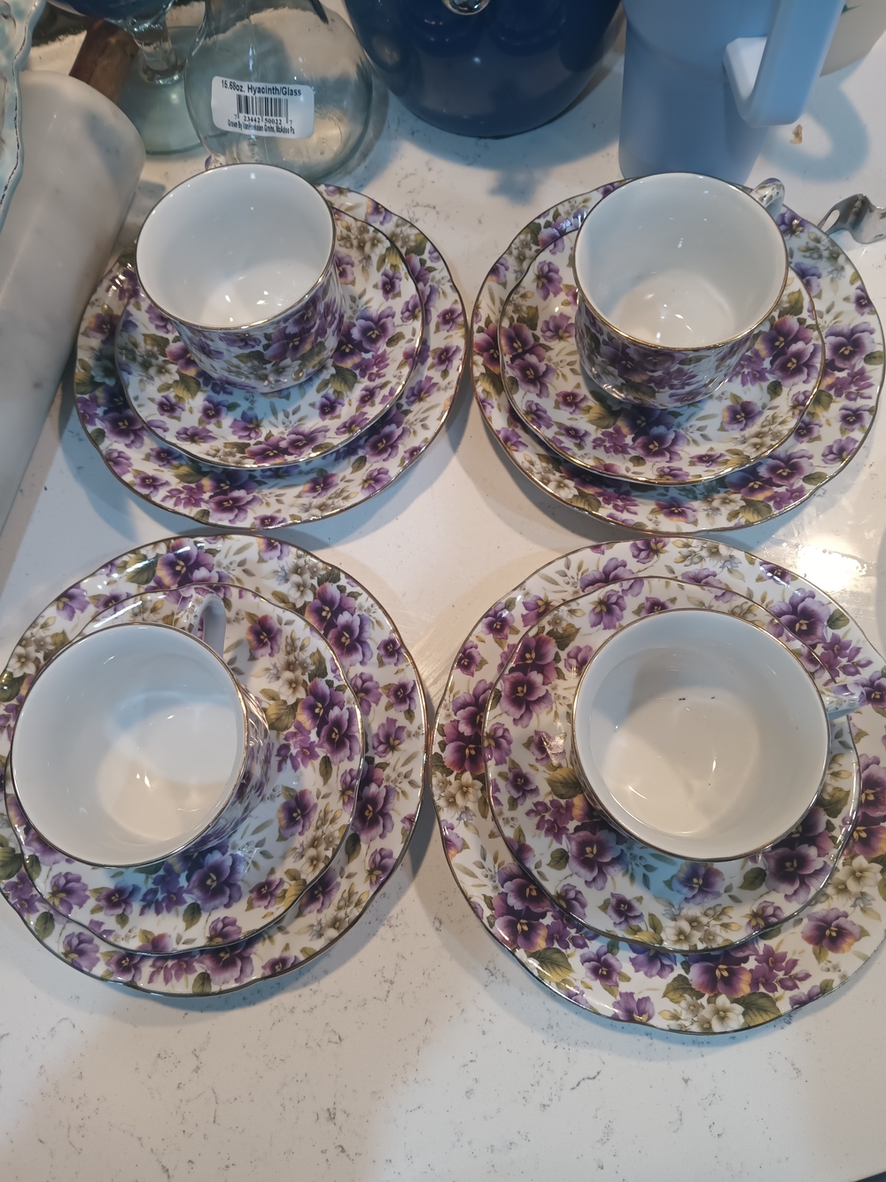 4 Trio Fine Floral Porcelain Teacup and Saucer Dessert Set